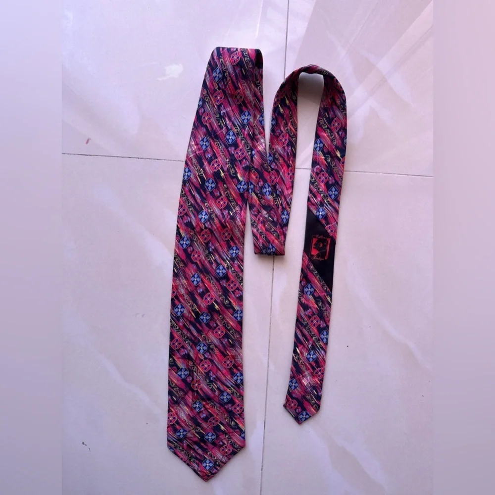 Cellini Boutique 100% Silk Men’s Neck Tie Made In Usa Colorful Elegant Office - Picture 8 of 9